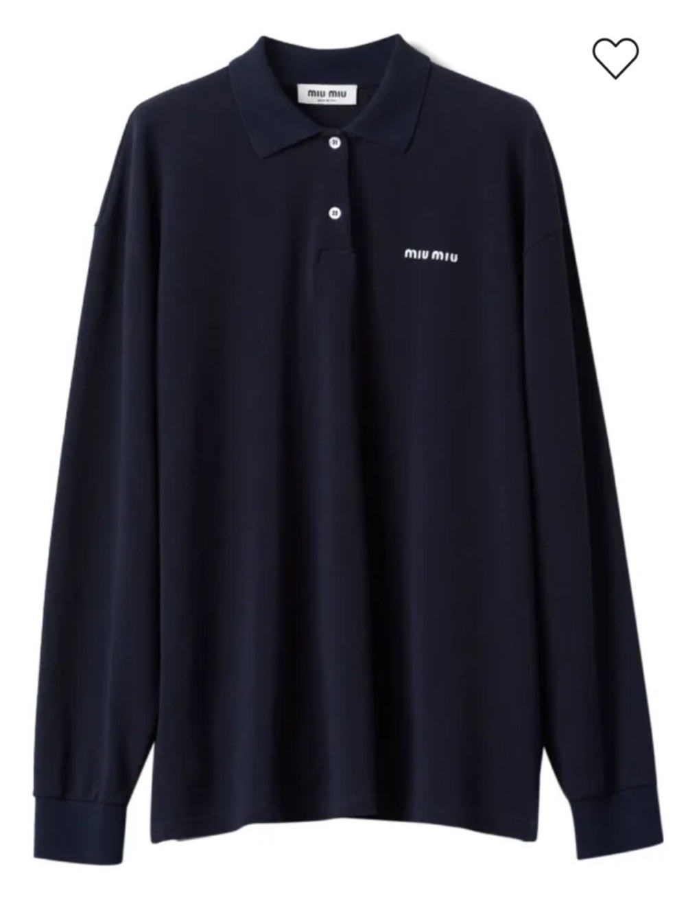 Miu Miu Logo Embroidered Cotton Piqué Long Sleeve Polo Shirt